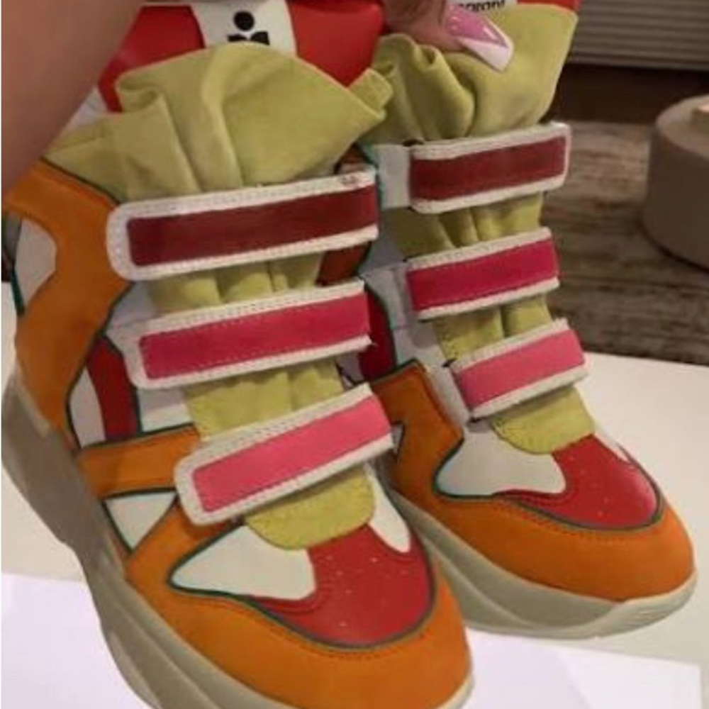 Isabel Marant Orange Pink Sneakers Vibrant Style